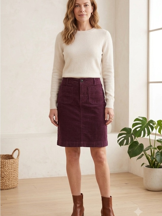 Tribal Dresses & Skirts - Tribal Plum Corduroy Pencil Skirt with Front Patch Pockets